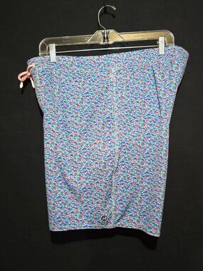Johnnie-O Men's Red Fin Blue Fin Elastic 7" Zippered Fly Surf Shorts Majorca XL*